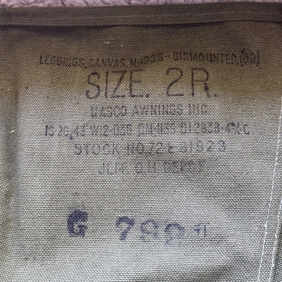 US WW2 M1938 Leggings Dismounted Canvas Size 2R - Picture 3 of 4